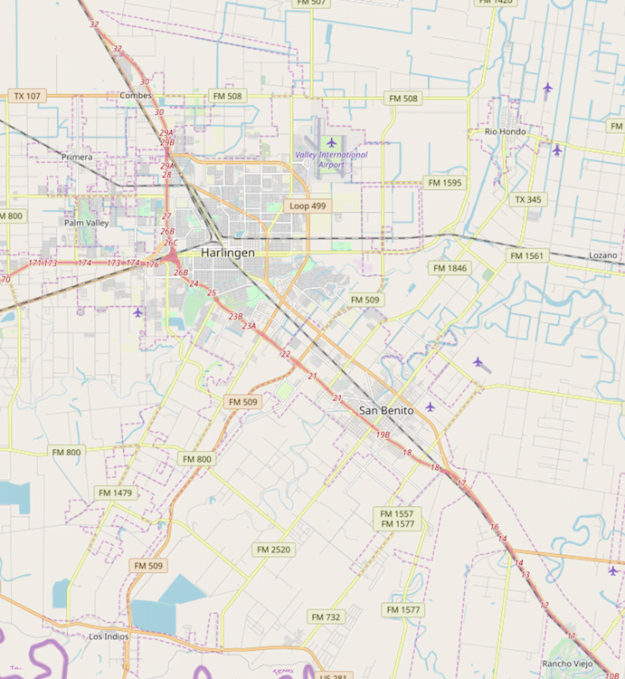 Harlingen-map San Benito